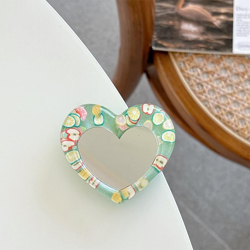 Heart Glitter Mirror Mobile Phone Airbag Bracket Wind Telescopic Paste Creative Ring Desktop Support Frame