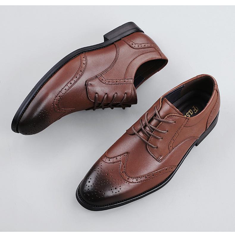 Men's Formal Brogue Leather Shoes - British Style, Small To Large Sizes