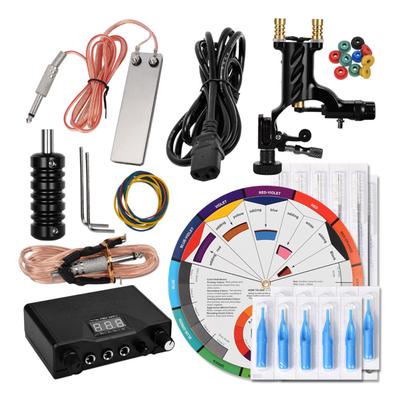Schwarze Starter Tattoomaschine Farbkreis Tattoo Nadel Pad Gummiband Übungszubehör Set Kit