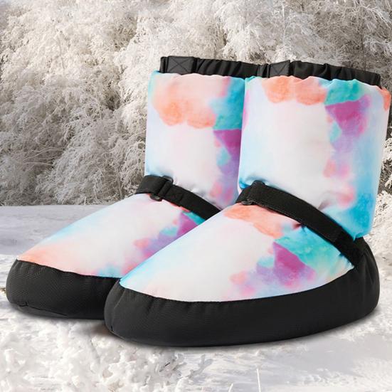 1 Pair Winter Ballet Shoes Soft Non-slip Sole Adjustable Cold Weather Women Girls Warm Up Booties Thickened Thermal Dance Slippers