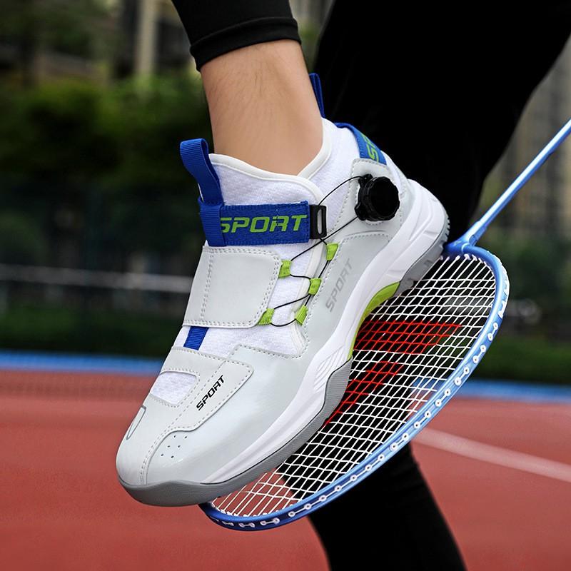 Professional Badminton Shoes Men Women Non-Slip Rubber Sole Breathable Mesh Upper Carbon Plate Support Rotating Hook