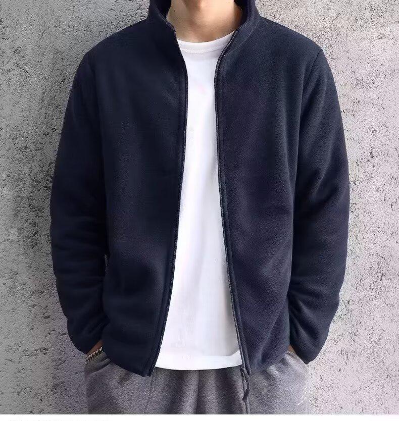 Men's Double-Sided Sherpa Fleece Stand Collar Jacket: Thick, Warm, Loose Cardigan for Autumn and Winter