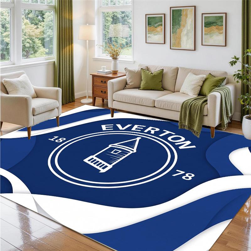 Everton Football Design Crystal Velvet Rug Soft Decorative Mat for Bedroom Entrance