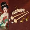 1 Set Pearl Tang Dynasty Hairpin Classical Flower Hair Comb Vintage Ancient Hair Stick  Women