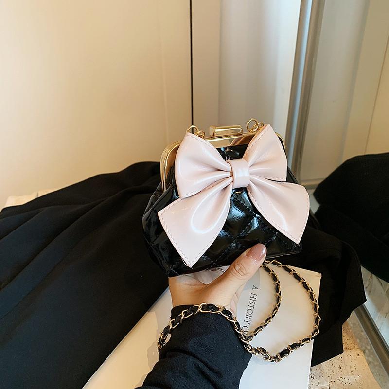 Fashionable French Style Bowknot Mini Wallet Chic Quilted Chain Bag For All Genders