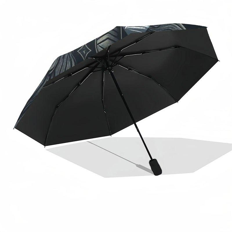 Raven&Sword Fantasy Art Print-Mystical DecorUmbrella with Cute Design,Portable 3-Fold Compact Umbrella for Men&Women,Valentine's Day Mother'