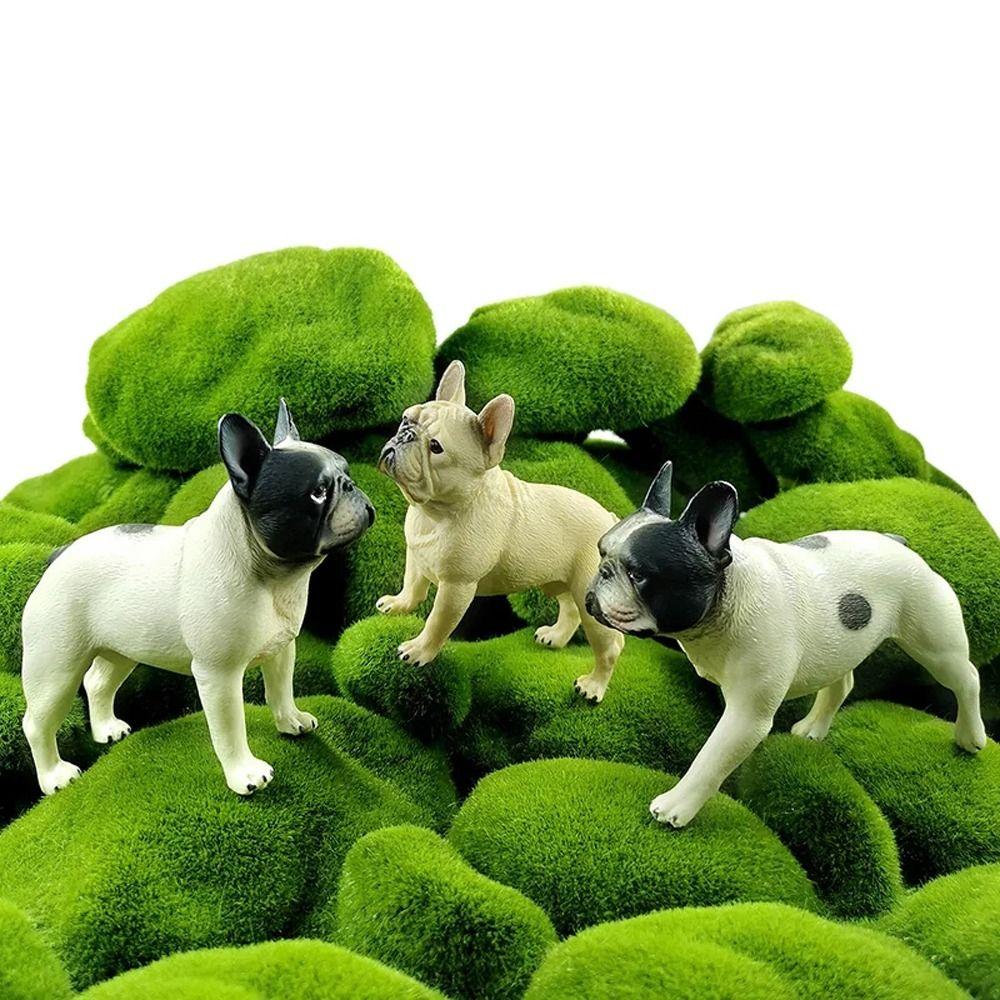 Simulation Dog Animal Model Realistic French Bulldog Figure  Fairy Garden Decoration