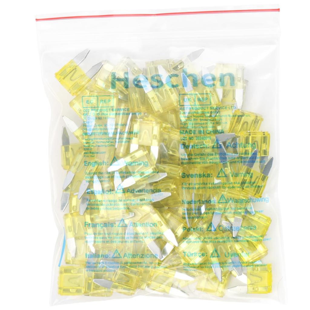 Heschen Mini-Sicherung ATM-20 Auto-Sortiment Auto SUV LKW 20A Gelb Packung mit 50 Stück