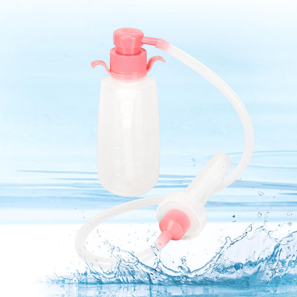 Vaginal Douche Cleaner Reusable Manual Pressure Clean Female Vaginal Cleaner for Daily Care 350ml Pink