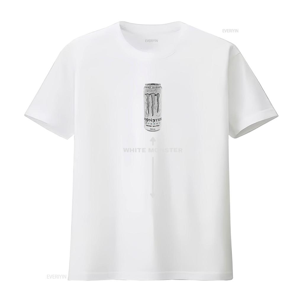 Weißes Monster T-Shirt für Herren Lustiges Scherzdesign Perfekte Freunde Einzigartiger Druck Bequemes Baumwollgewebe vintage Gewaschen