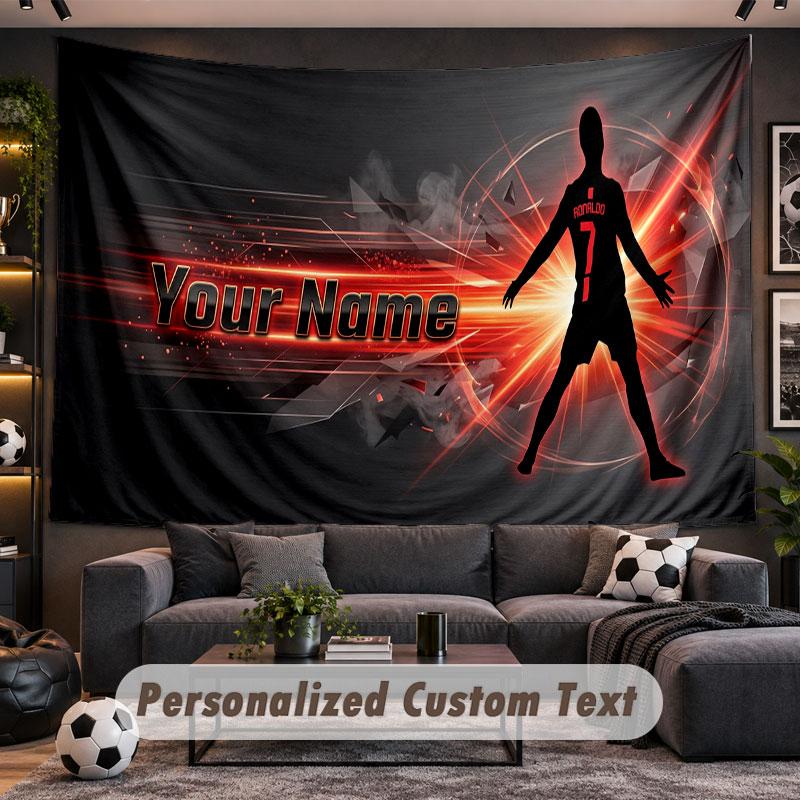 Wall Hanging Tapestry Custom NameCristiano Ronaldo Pattern Personalized Printed Fabric Wall Decor