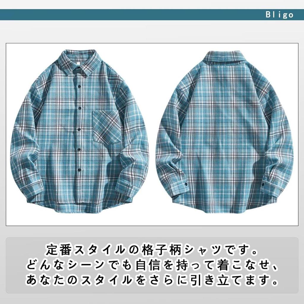 Bligo Loose Fit Plus Spring Korean Check Stylish Street Perfect for Office or Any Men's Shirt, Sizes, Pattern, Casual, Top, Style, Thick, Casual,