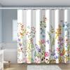 ~O~1pc 180x180cm Water-Resistant Floral Shower Curtain - Polyester, 12 Hooks, All-Season, Machine Washable, Flower Pattern