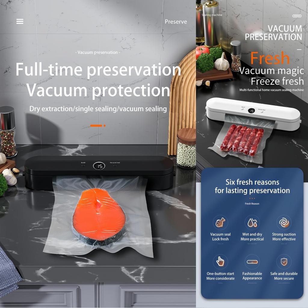 Vacuum Sealer Dry Wet Food Preservation Automatic Packaging Machine with 10 Vacuum Bags (BPA Free, FDA Approved)