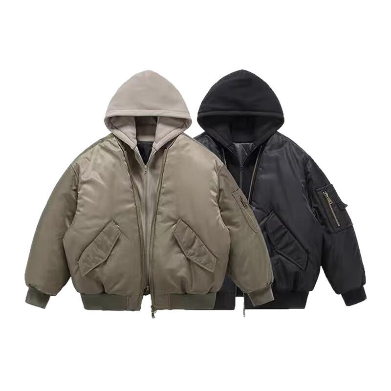 Unisex Winter Hooded Cotton Baseball Jacket - Hong Kong Style