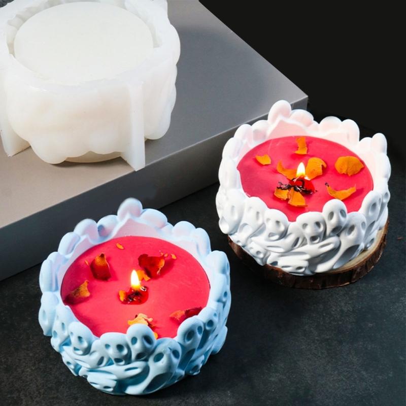 Unique Candle Holder Molds Crafting Molds Skull Shape Candle Base Moulds Silicone Texture for Crafting Candlesticks