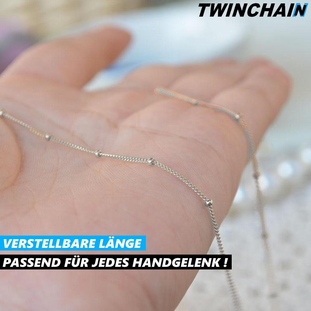 TWINCHAIN Pulseira Dupla Bijuteria de Braço Corrente de Braço Bijuteria Dupla Bola Prata