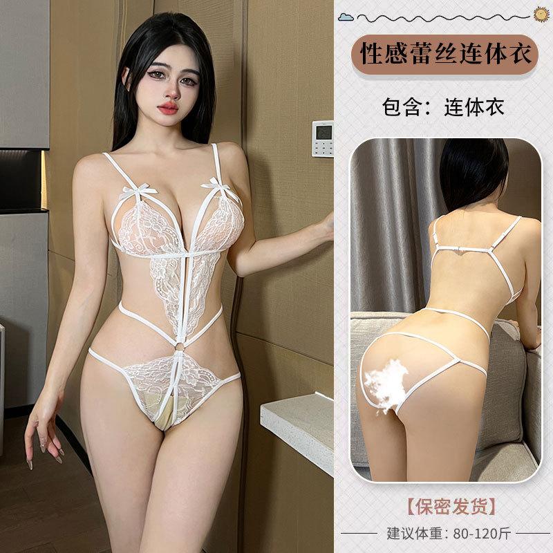 Sexy Pajamas Pure Desire Suspender Lace One-piece Pajamas Open Gear Free Sex Underwear Uniform Temptation Small Breasts Show Big