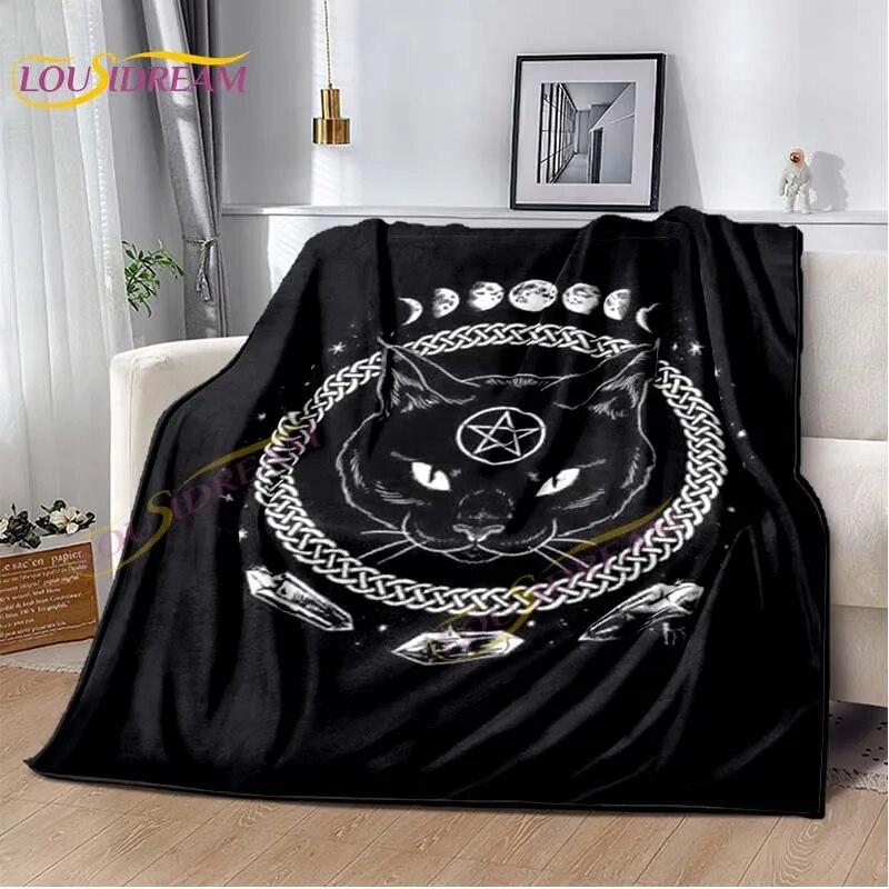 Tarot Black Cat Flannel Throw Blanket Super Soft Cozy Lightweight Kids Adults Halloween Gift for Home Sofa Bed Decoration Gift