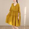DIMANAF New 2026 Women Plus Size Summer Long Dress Sundress Loose Oversize Maxi Lady Floral Cotton Dress Solid