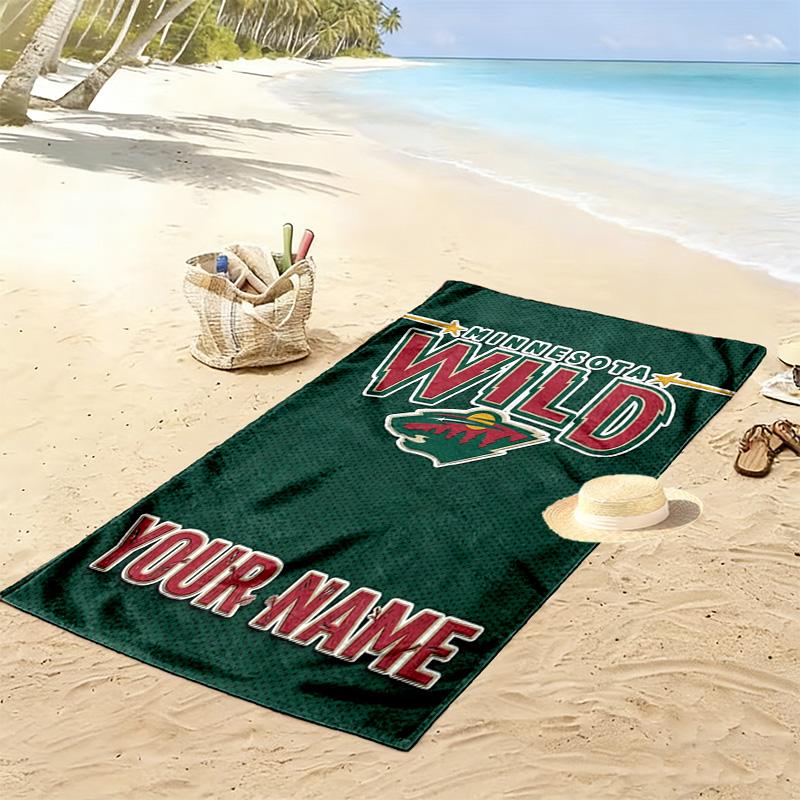 Name Custom Minnesota wild Print Beach Towel, Large Soft Quick Dry Towel for Beach Camping Swimming