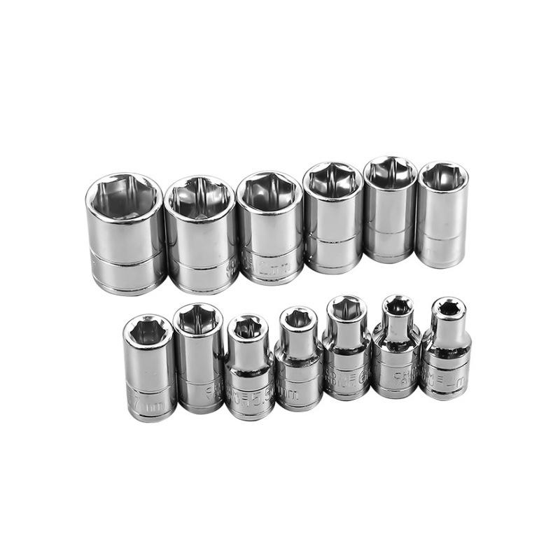 1/4Inch 4-14Mm Six Angle Sleeve Convert Hex Deep Socket Wrench Head Sleeve For Ratchet Wrench Auto Repair Hand Tool