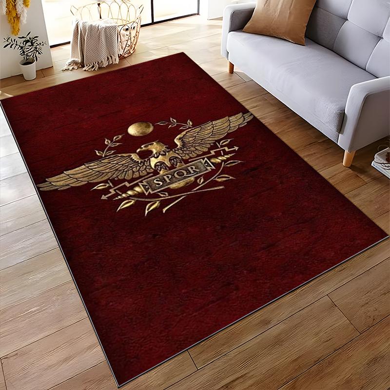 Roman Eagle SPQR Symbol on Red Background Non-slip rug suitable for living room and bedroom sofas