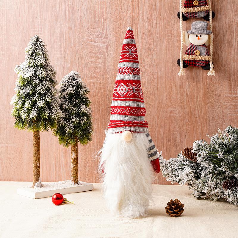 Christmas Decoration Wine Bottle Cover European and American Style Knitted Wool Faceless Old Man Long Beard Wine Bottle Hat Home Decoration