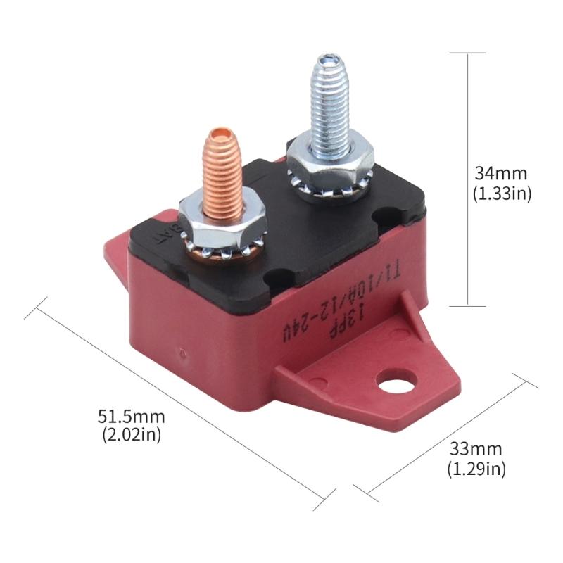 10A Circuit Breakers Auto Reset Function with Waterproof Cover Studs Bolt for Automotive, Marine, Trailers