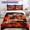 3PC Custom Name Firefighter Poster Bedding Set Duvet Cover Closure Includes 1 Duvet Cover & 2 Pillowcases for Bedroom