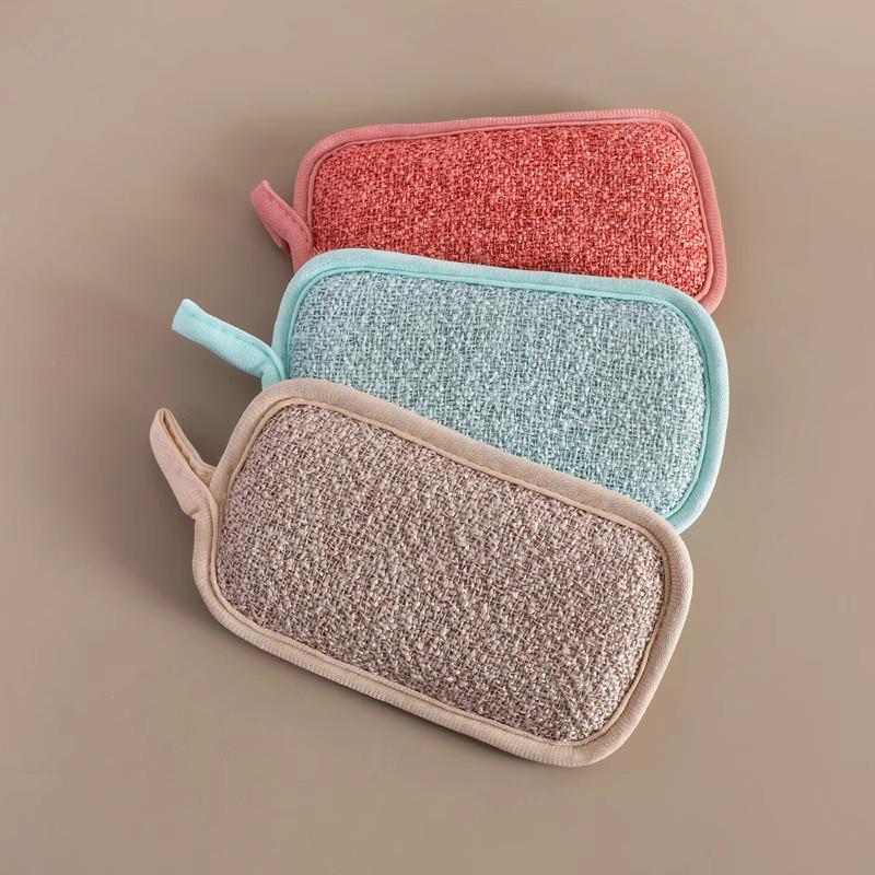 Bamboo Fiber Sponge & Dish Scrubber – Durable, Non-Shedding, Oil-Resistant, Multi-purpose Kitchen Cloth & Brush.