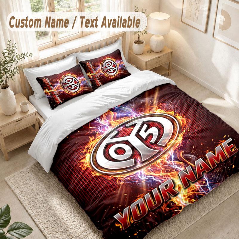 Custom Name Bedding Set 3 PiecesMainz 05 Print Duvet Cover + 2 Pillowcases Soft Bed Decor