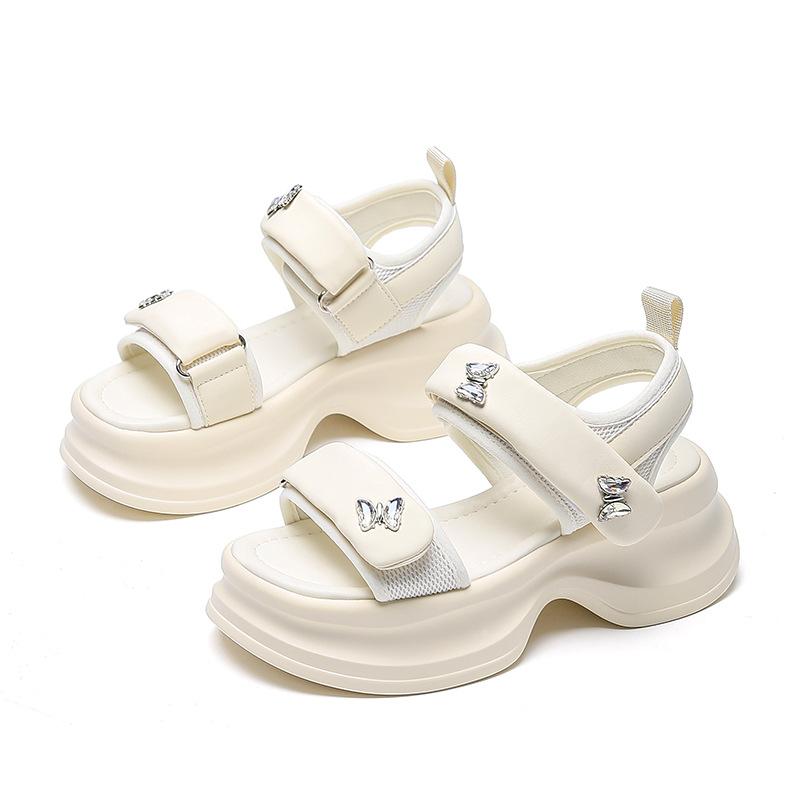 2025 New Summer Platform Sandals Women Wear Comfortable Velcro High-heeled Sports Sandals Soft Sole Not Tired Feet