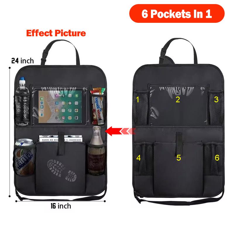 Car Seat Organizer Multi-functional Oxford Fabric Car Back Multi Pocket Storage Bag with Tablet Holder Protector for Kids