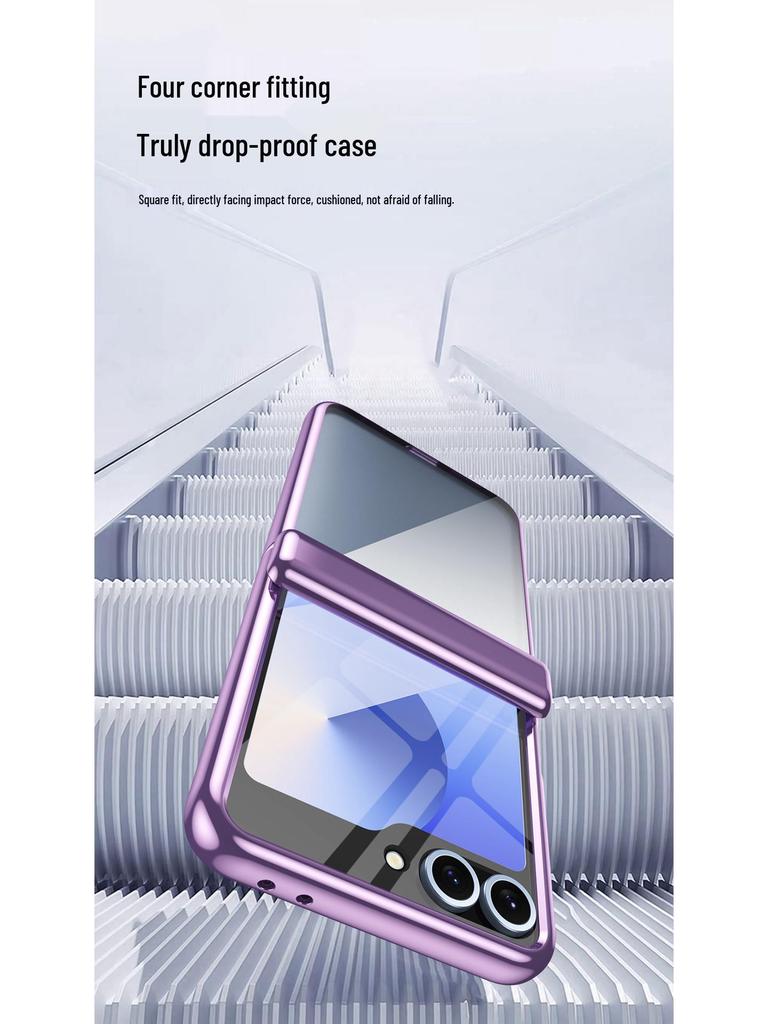 Samsung Z Flip6 Electroplated Full Coverage Drop-proof Case with Integrated Hinge Film