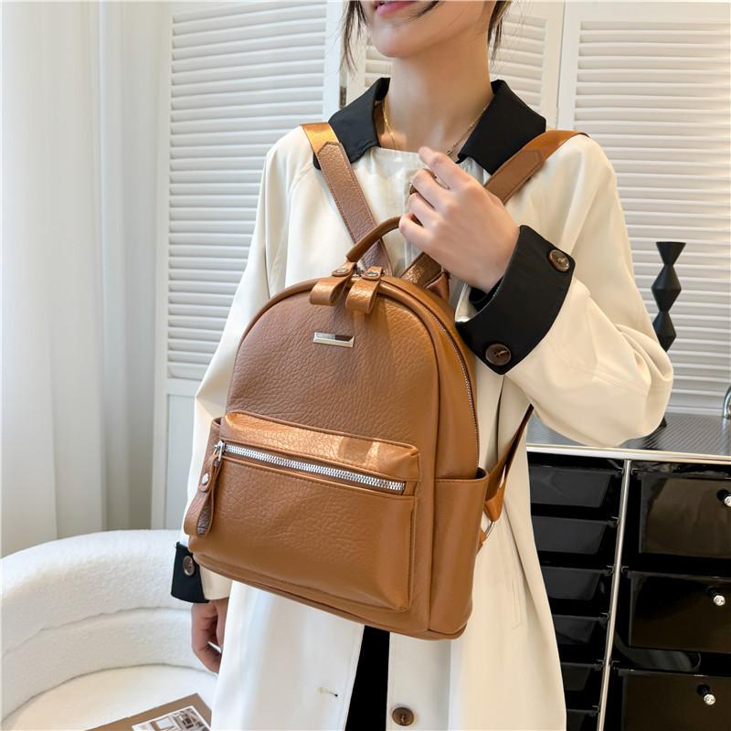 IELGY Fashionable All-Match Ladies Backpack Trendy Soft Leather Work Commuter Travel Backpack