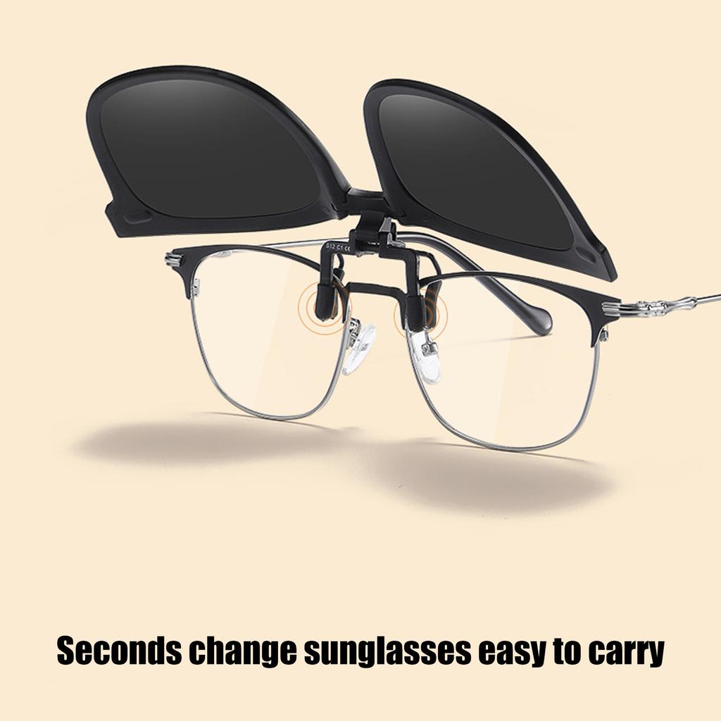 Square Clips On Sunglasses Foldable Polarized Spring Hinges Sunglasses Metal Clips Rimless Sunglasses Outdoor Sunshades