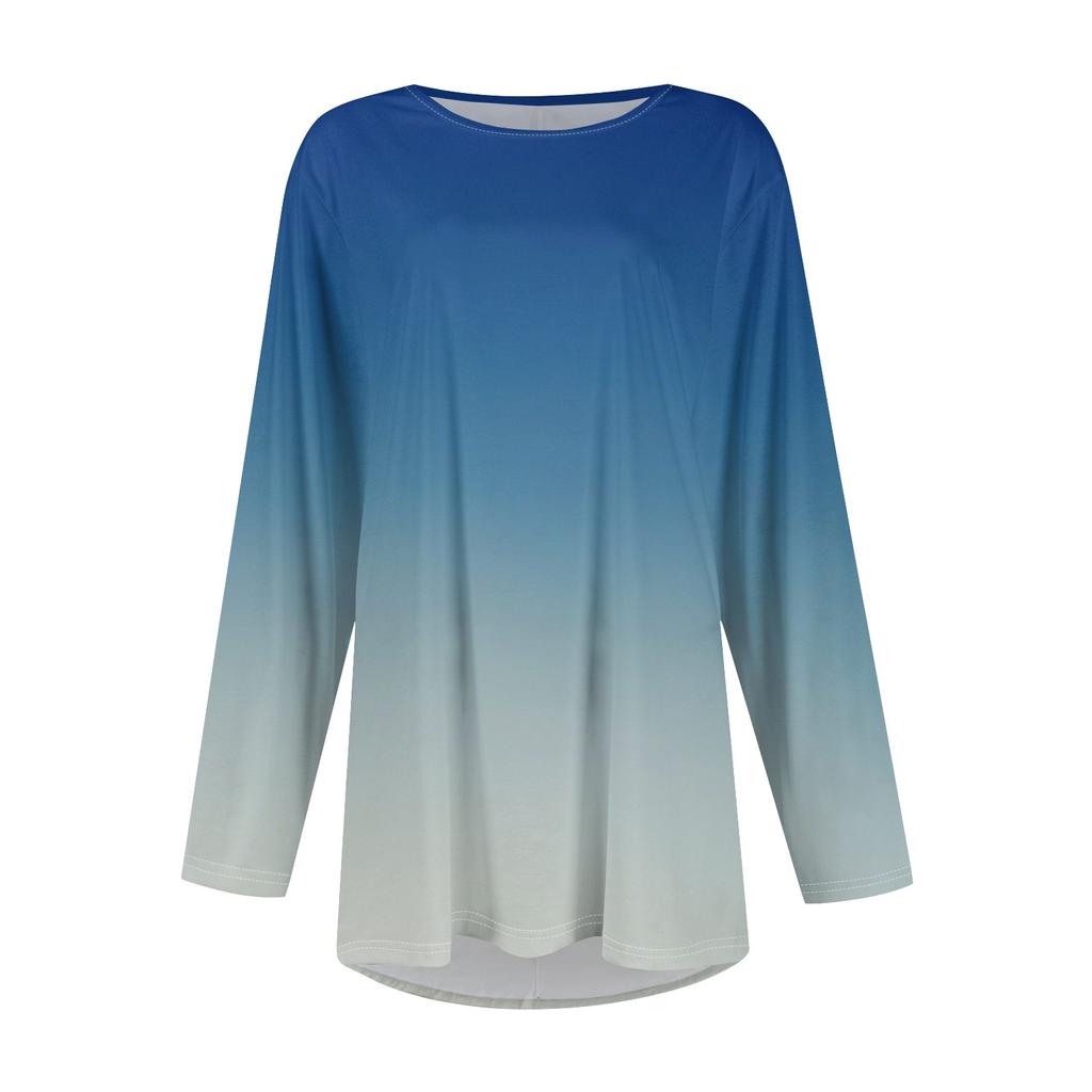 Damenmode Große Größe Rundhals Langarm Casual Print Lose Pullover Top