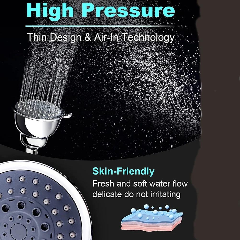 High Pressure Handheld Shower Head 5-Speed Adjustable Water-Saving Bathroom Shower Head Handheld Spray Shower Bathroom Supplies