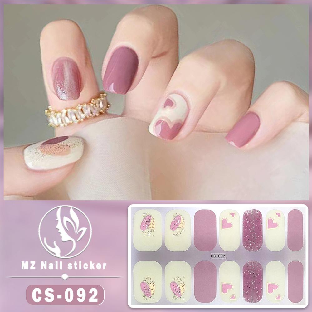 New type of bake-free gel nail polish film, full sticker, plaid spring and summer flower nail art film, nail film, waterproof paper patch