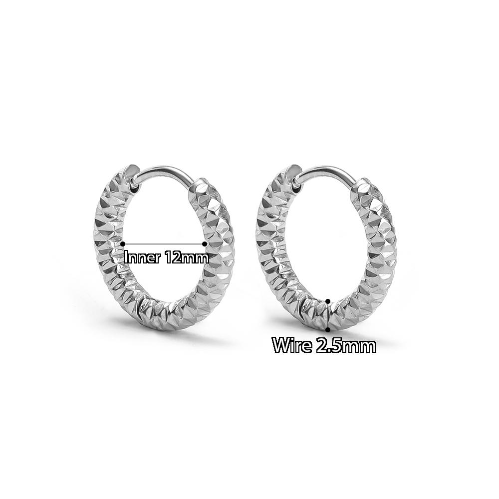 1 Pair Stainless Steel Round Oval Embossing Ear Rings Korean Earrings Hoops Earring for Women Female Girls Metal Luxury Jewelry