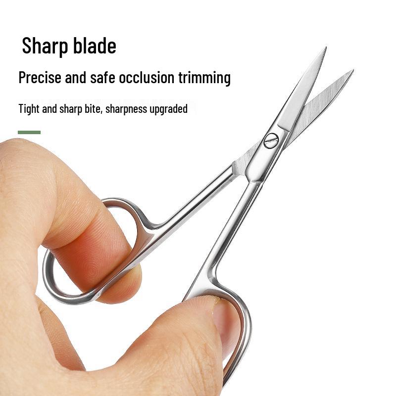 Stainless Steel Russian Style Curved Scissors & Nail File Set for Cuticles, Eyebrows, Nose Hair, and Ingrown Nails