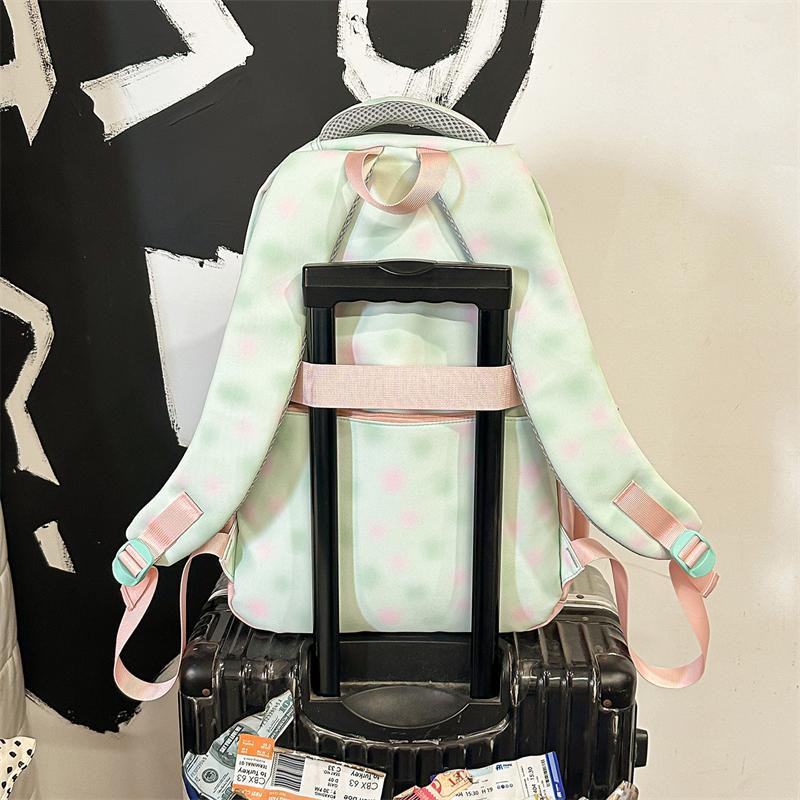 High School Students Lightweight Schoolbag Color Block Large Capacity Backpack