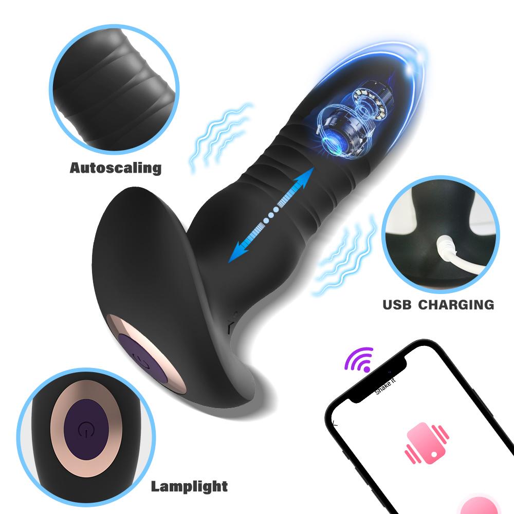 Telescopic Vibrating Butt Plug Anal Vibrator APP Wireless Remote Sex Toys for Women Anal Dildo Prostate Massager Men Buttplug