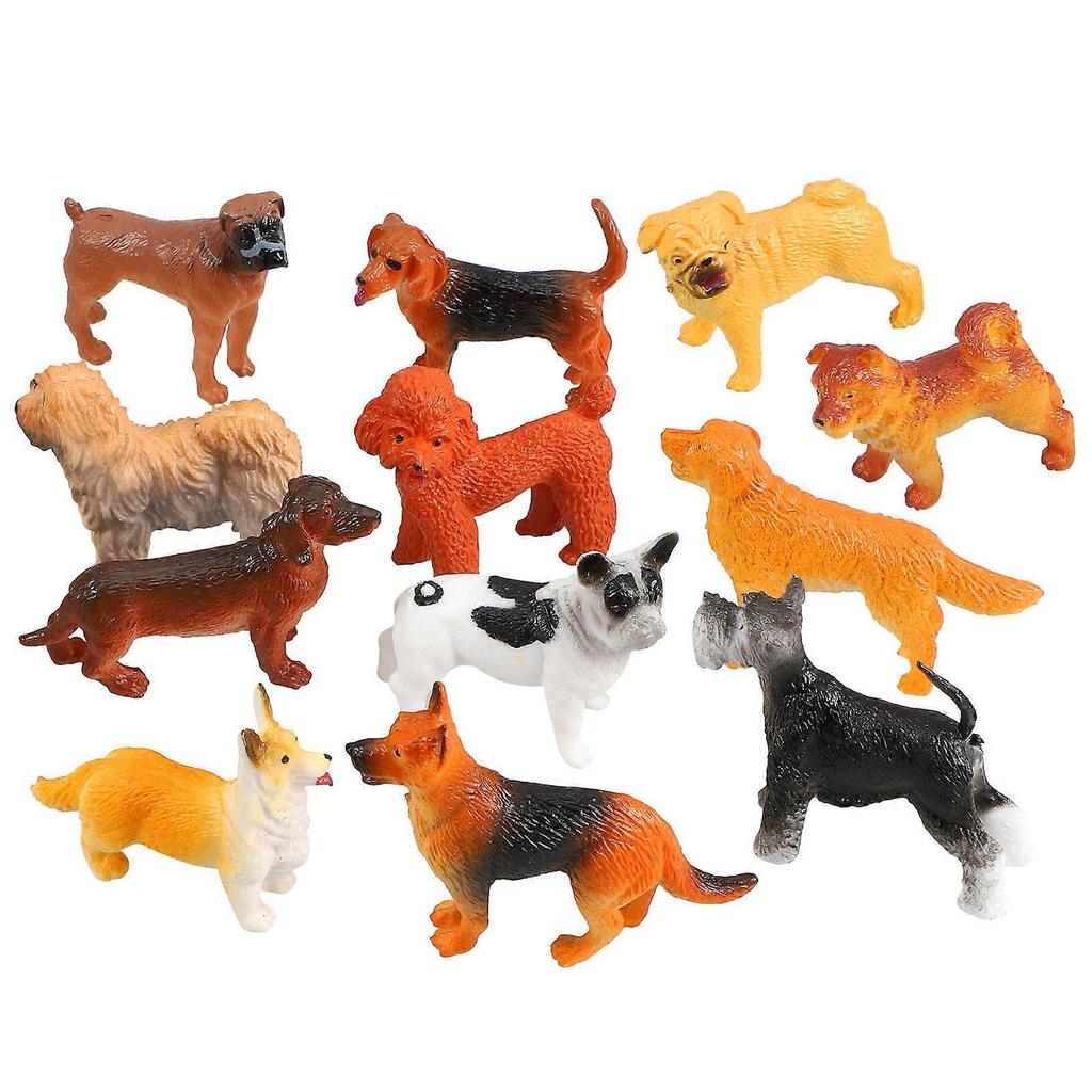 Dog Figurines Puppy Statues Models Toys Decoration Educational Toy For Children Miniature Design Assorted Color 12Pcs