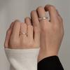 Minimalist Geometric Couple Rings Set Men Women Adjustable Sterling Band Ring Finger