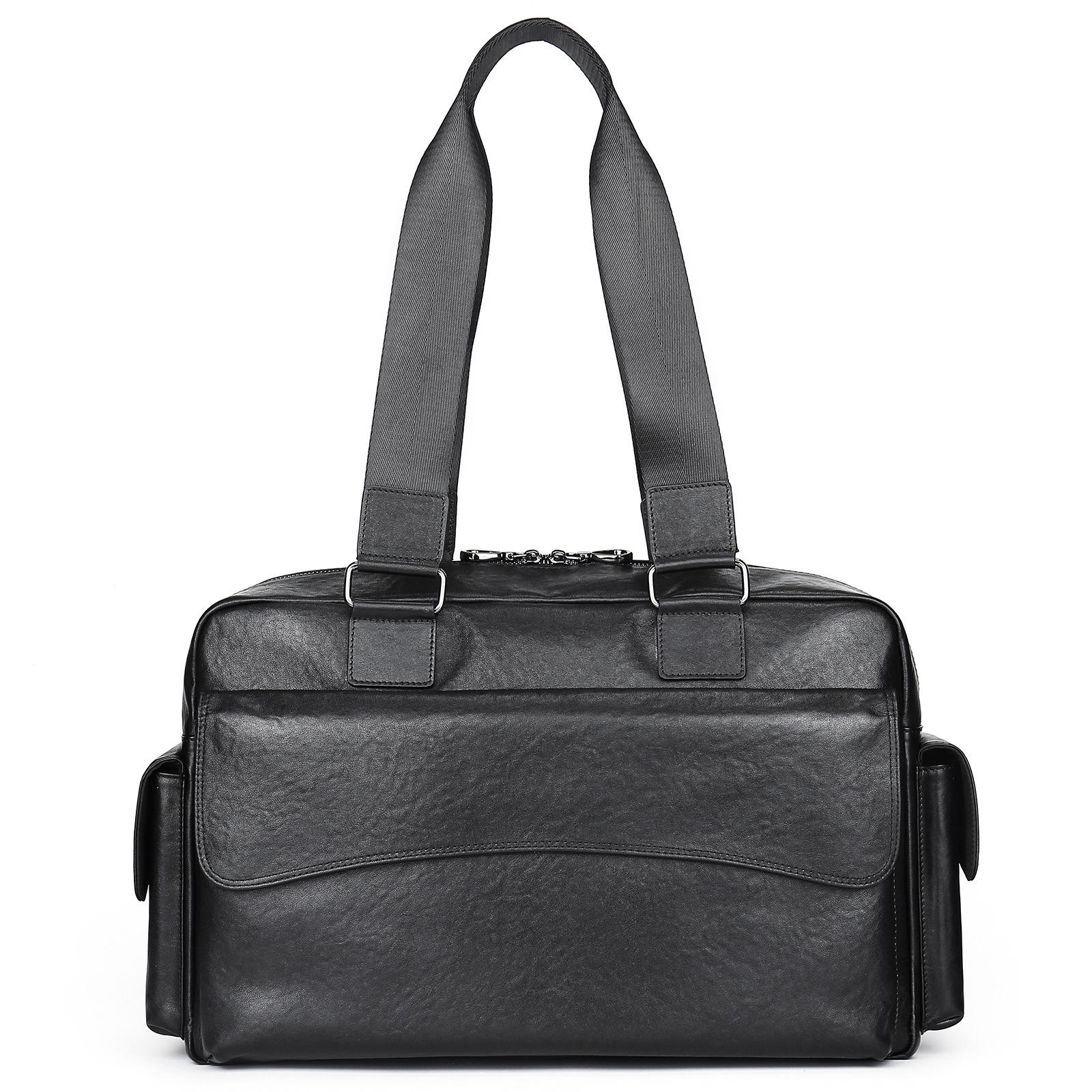 

Мужская дорожная сумка из натуральной кожи, большая вместимость, сумка для багажа, сумка для компьютера чёрный