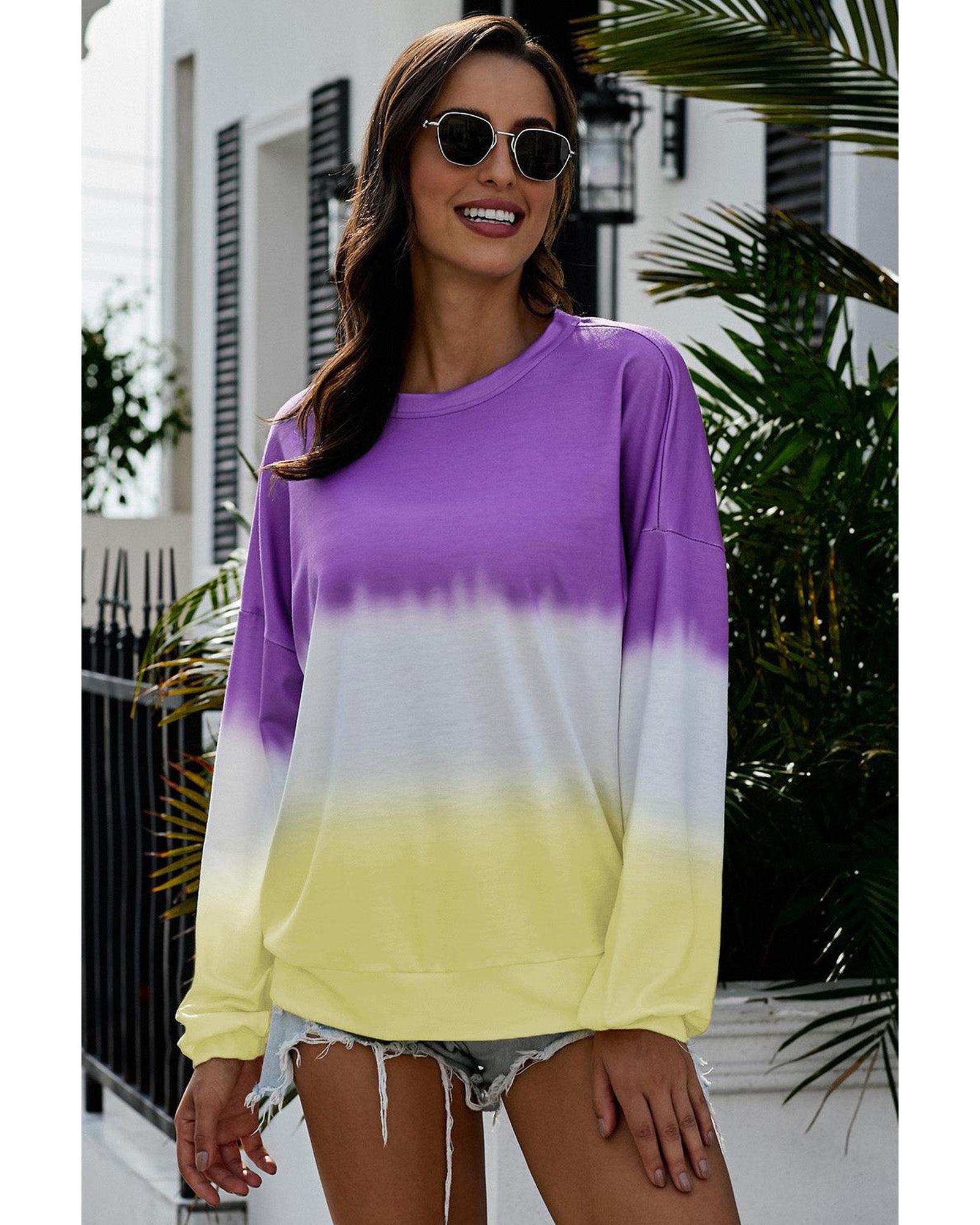 

Azura Exchange Color Block Tie Dye Pullover Sweatshirt L фиолетовый