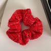 Festive Chinese Red Woolen Hair Tie - New Year and Christmas Accessories for Women