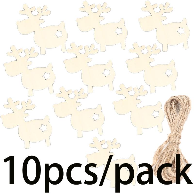 

(10pieces/bag)7.94x8.33CM Christmas Elk Wooden Decorative Pendant New Year Room Matching Atmosphere Photo 7.94x8.33CM